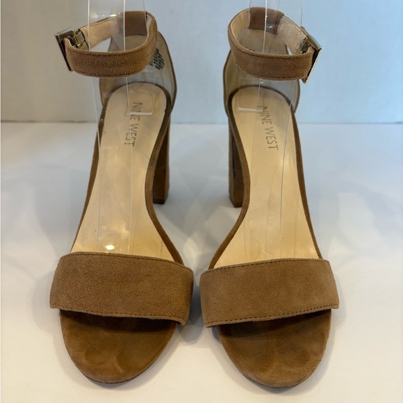 Nine West Shoes - Nine West tan leather block heel open toe heels sandals size 7 M